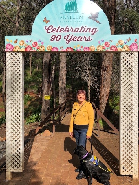 Lovely picture of Colleen at the entrance of Araluen Botinical Park Lovely picture of Colleen at the entrance of Araluen Botinical Park